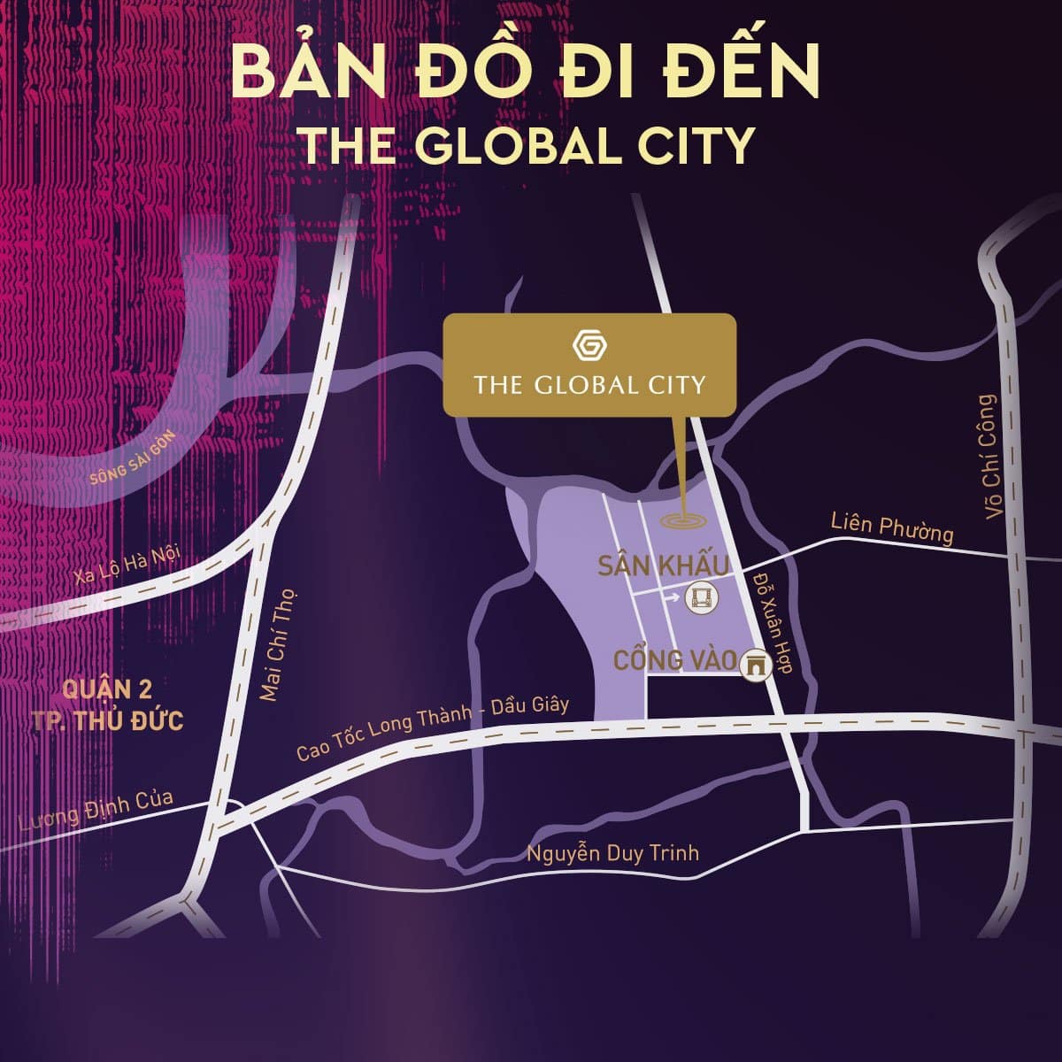 Bản đồ đi đến The Global City.