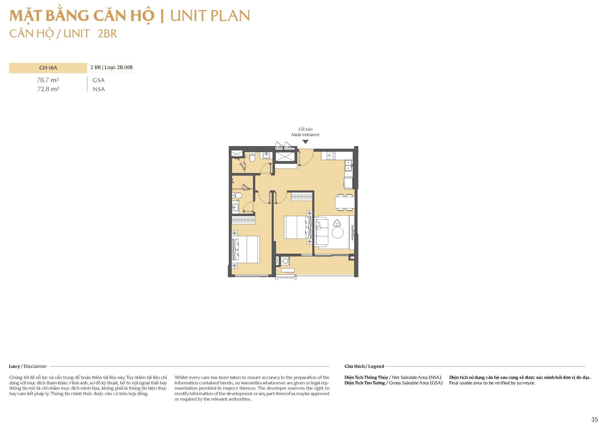 Layout thiết kế căn hộ 2 phòng ngủ CH-16A dự án Masteri Park Place, diện tích 78.7m², phù hợp cho gia đình trẻ với thiết kế thông minh và hiện đại.